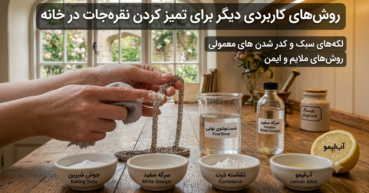 دسته دوم: روش‌های کاربردی دیگر برای تمیز کردن نقره جات در خانه